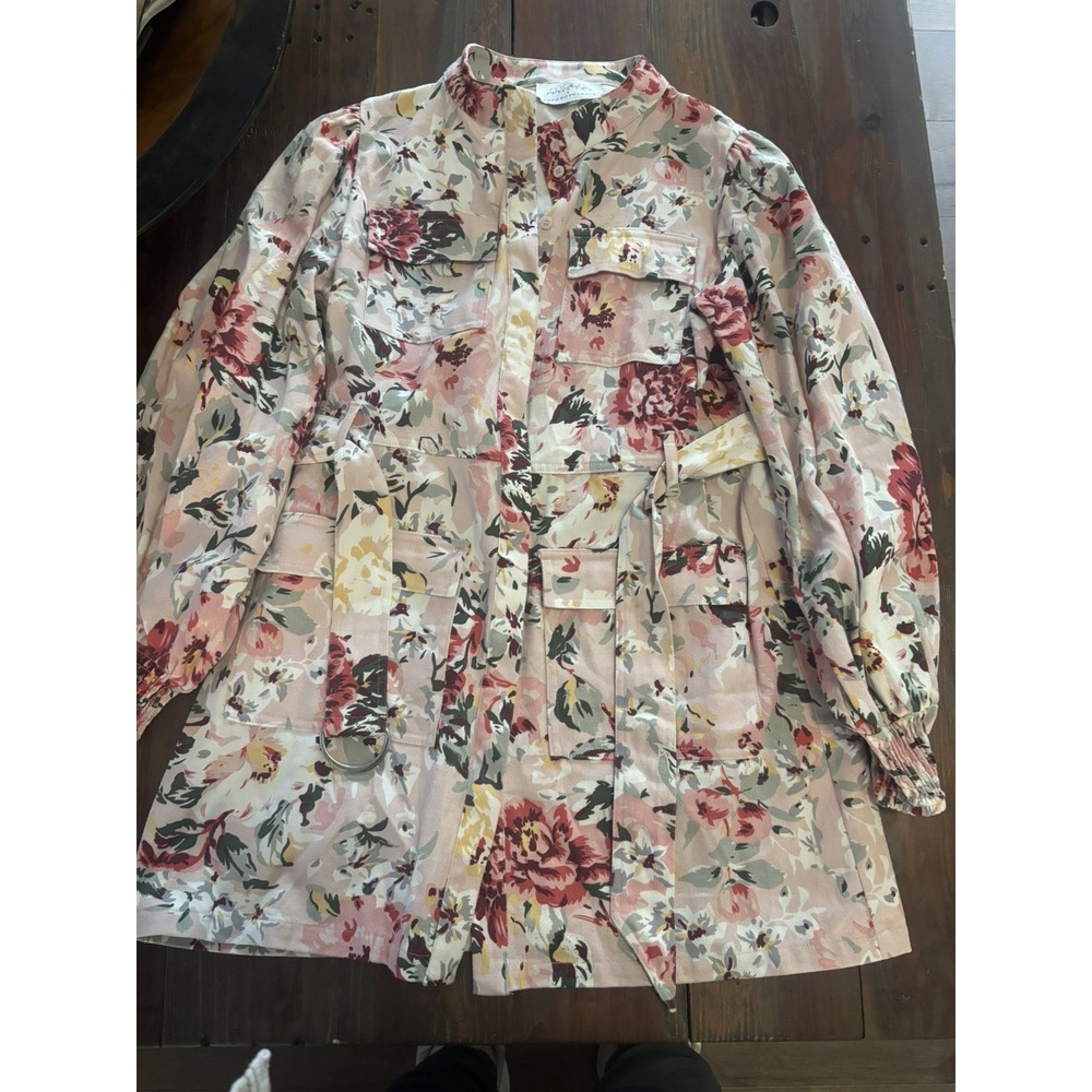 Anthropologie Mare Mare Shirt Dress Pink Floral Womens S Jacket Belt Cottagecore